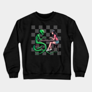 Playing chess with an alien Crewneck Sweatshirt